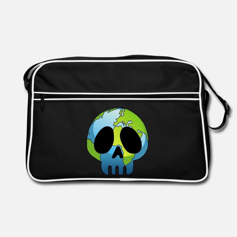 Crâne de la planète Terre - Sac Retro - noir/blanc