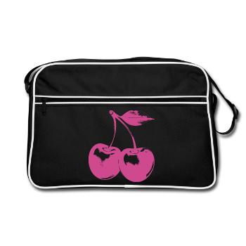 Motif cerisier rétro – look rockabilly rose - Sac Retro - noir/blanc - Devant