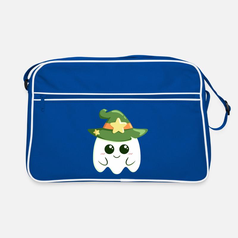 Cute ghost for Halloween dressed as a witch Retro Bag
