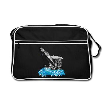 Humpback Whale Print - Retro Bag - black/white - Front