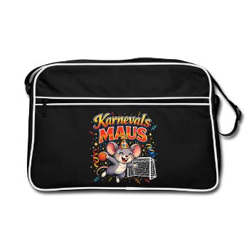 Karnevalsmaus Handball Geschenk Lustig Fasching - Retro Tasche - Schwarz/Weiß - Vorne