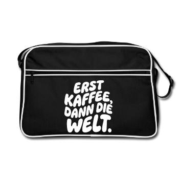First coffee, then the world - Retro Bag - black/white - Front