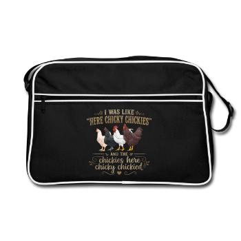 Poule Humour Rétro Groovy Cadeau Fermière - Sac Retro - noir/blanc - Devant