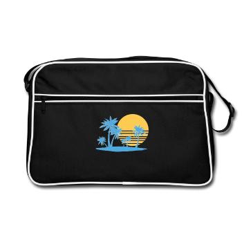 Palm Tree Island 80`s Retro Sommer Palmen Insel - Retro Tasche - Schwarz/Weiß - Vorne