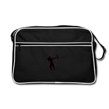 Bogenschützin 3D Bogenschießen Frauen Bogensport - Retro Tasche - Schwarz/Weiß - Vorne