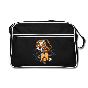 Born to Ride. Wild Tiger. Vintage Moped Riding. - Retro Bag - black/white - Front