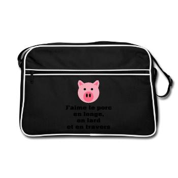 longe-lard-travers (couleur) - Sac Retro - noir/blanc - Devant