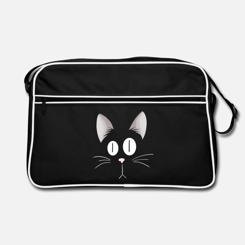 Visage de chat i tête de chat je fais face - Sac Retro - noir/blanc
