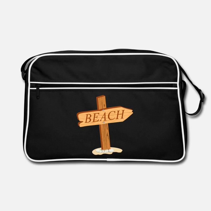 panneau en bois simple - Panneau de signalisation vers la plage Sac Retro