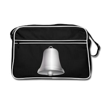 large silver-colored church bell or bells - Retro Bag - black/white - Front