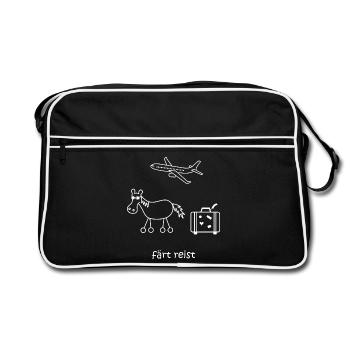 färt reist, Pferd, Reise, Urlaub, Flugzeug, reisen - Retro Tasche - Schwarz/Weiß - Vorne