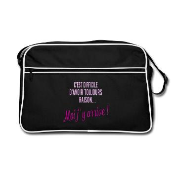 c'est difficile d'avoir toujours raison - Sac Retro - noir/blanc - Devant