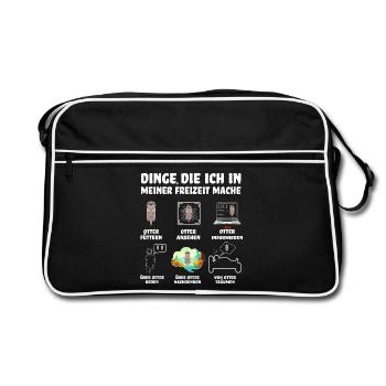 Otter - Funny Shirts - Lustiger Spruch - Retro Tasche - Schwarz/Weiß - Vorne