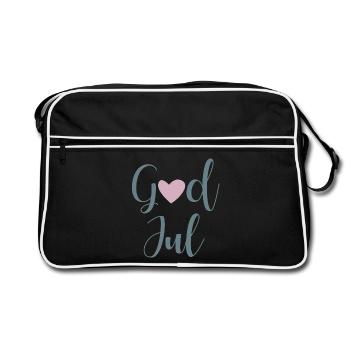 God Jul Heart Handwriting Swedish Xmas - Retro Bag - black/white - Front