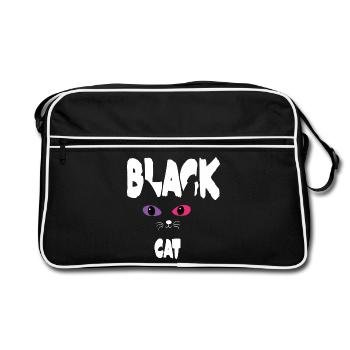 Black White Cat - Retro Bag - black/white - Front