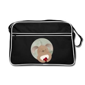 lapin mignon avec un cœur pour la Saint-Valentin - Sac Retro - noir/blanc - Devant