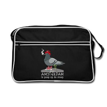 Amsterdam est caca sur le pas de la porte - Sac Retro - noir/blanc - Devant