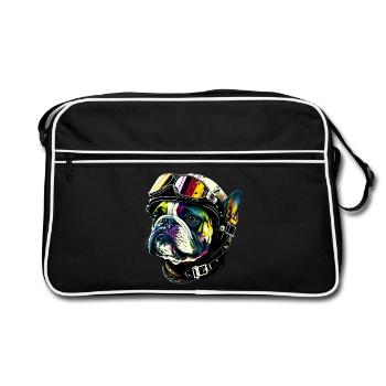 Pilote de bouledogue - Sac Retro - noir/blanc - Devant