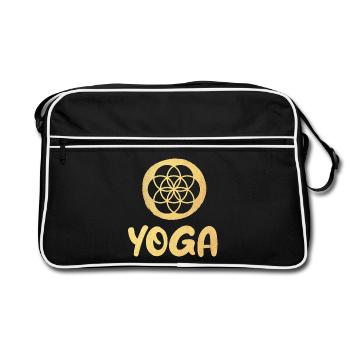 Ornement de Yoga Or Fleur de Vie Blume des Lebens - Sac Retro - noir/blanc - Devant