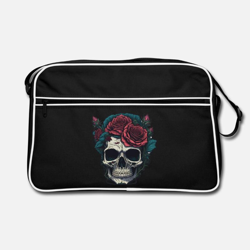 Crâne avec des roses Sac Retro