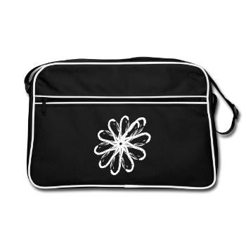 Pattern border effect flower white - Retro Bag - black/white - Front