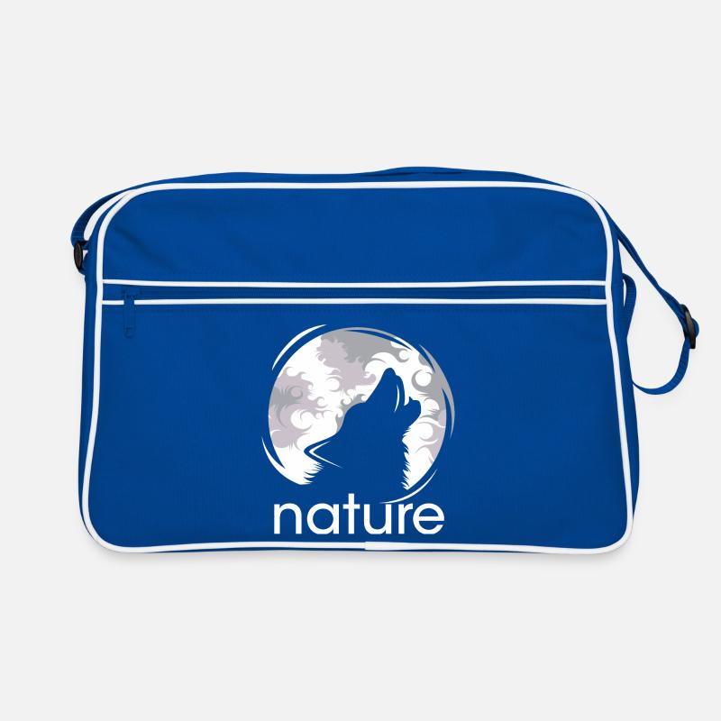 Nature Wolf Moon Howl Evening Night Shadow Logo Retro Bag