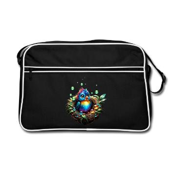Oiseau fantaisie coloré. - Sac Retro - noir/blanc - Devant