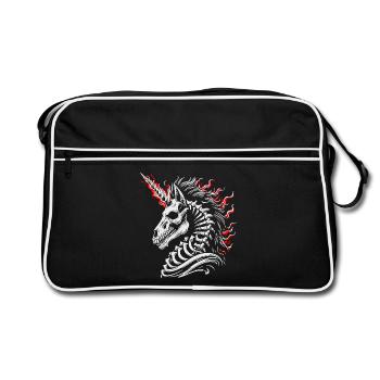 Squelette enflammé - Sac Retro - noir/blanc - Devant