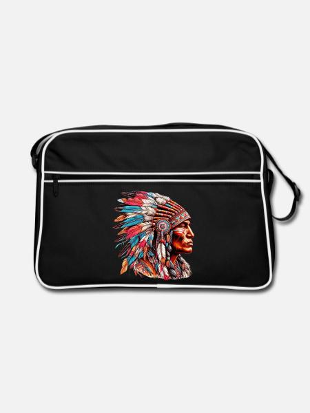 Amérindien Peau rouge d’Amérique - Sac Retro - noir/blanc - Devant