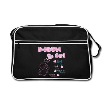 K-drama girl drame coréen songalag et hangul - Sac Retro - noir/blanc - Devant