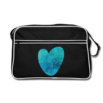 Yoga Heart Mandala Pattern Meditation Love Fan om - Retro Bag - black/white - Front