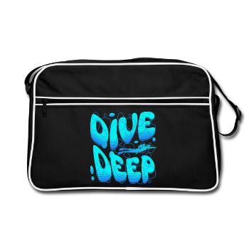 Dive Deep Tauche ein in die Unterwasserwelt - Retro Tasche - Schwarz/Weiß - Vorne