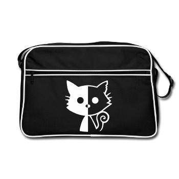 White Kitten Yin and Yang - Retro Bag - black/white - Front