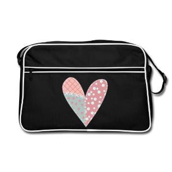 Patchwork Heart No6 - Retro Bag - black/white - Front