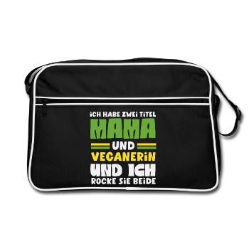 Attention Je suis végétalien Drôle Cadeau végétalien - Sac Retro - noir/blanc - Devant