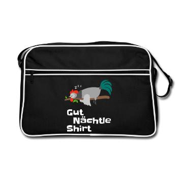 Gut Nächtle Shirt Hahn Design Pyjama Geschenk - Retro Tasche - Schwarz/Weiß - Vorne
