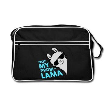 Lama Not My Problama Cool Sonnenbrille Seitlich - Retro Tasche - Schwarz/Weiß - Vorne