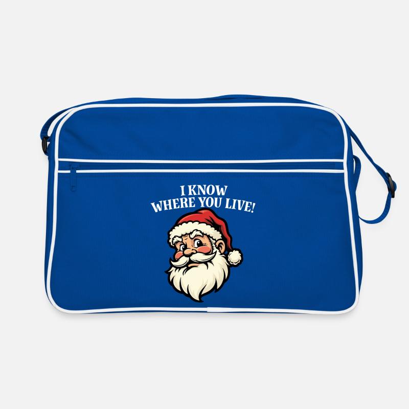 Ich weiß, wo du wohnst – Weihnachtsmann Retro Tasche
