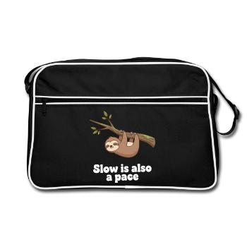Slow is also a pace - Retro Bag - black/white - Front