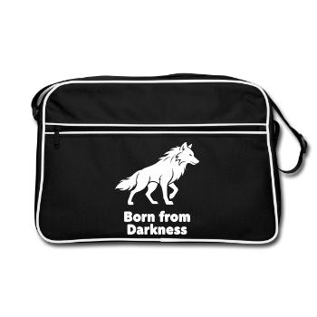Born from Darkness Wolf - Retro Tasche - Schwarz/Weiß - Vorne