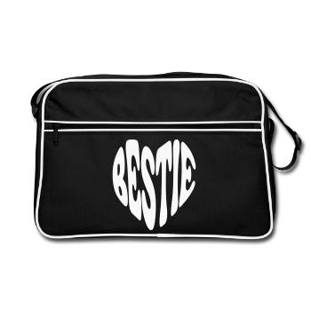 Bestie Best Friend Heart - Customizable color - Retro Bag - black/white - Front