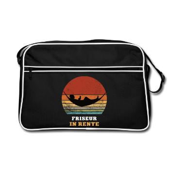 Friseur Rente Ruhestand Ruheständler Rentner - Retro Tasche - Schwarz/Weiß - Vorne