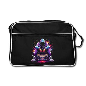Illustration rétro des années 80 pour les boombox - Sac Retro - noir/blanc - Devant