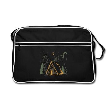 Moonlit Rustic Cabin Night - Retro Bag - black/white - Front