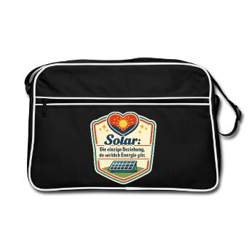 Solarliebe: Energie durch Liebe - Retro Tasche - Schwarz/Weiß - Vorne