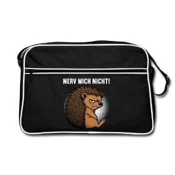 Nerv Mich Nicht Igel Igelliebhaber Igelfan Stachel - Retro Tasche - Schwarz/Weiß - Vorne