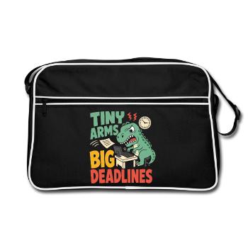 T-Rex with small arms in the office - Retro Bag - black/white - Front