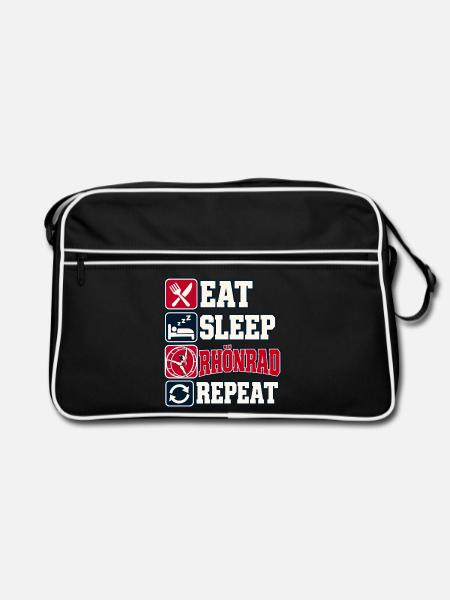 Eat Sleep Rhönrad Repeat - Retro Tasche - Schwarz/Weiß