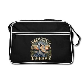 Shoebill – Ich mache die Regeln - Retro Tasche - Schwarz/Weiß - Vorne