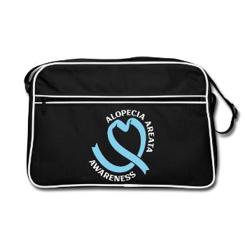 Alopecia Areata - Bewusstsein & Herz - Retro Tasche - Schwarz/Weiß - Vorne